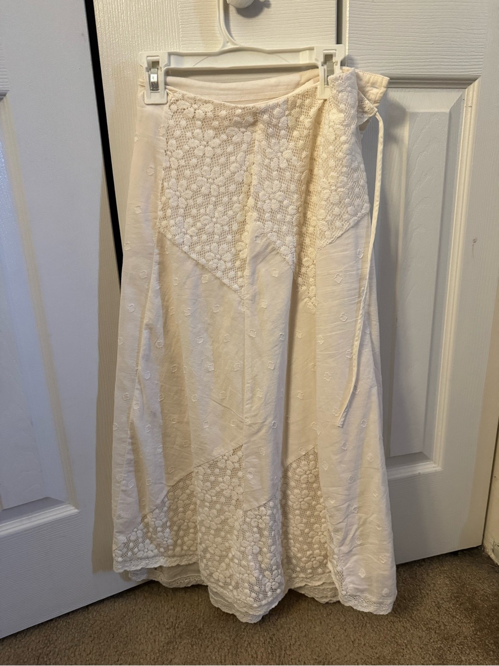Universal Thread Cream Lace-Panel Maxi Wrap Skirt